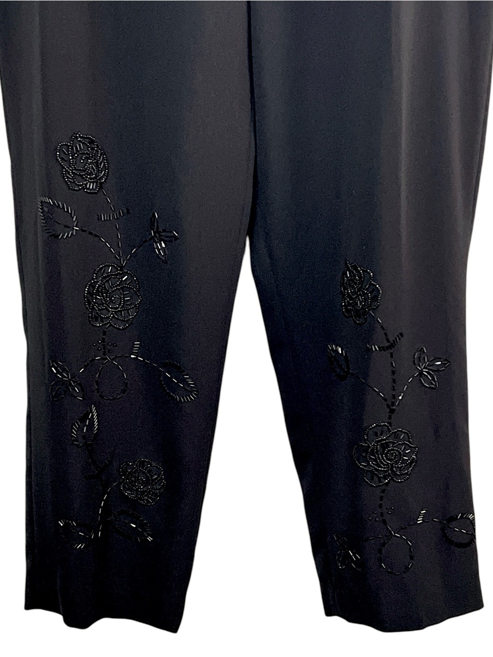 MSK Beaded Floral Dress Pants Cropped Petite, Color Black, Size 12P